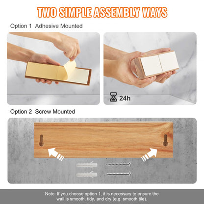 GM23001 - Acacia Wood Magnetic Knife Holder with Strong Hold and Flexible Mounting