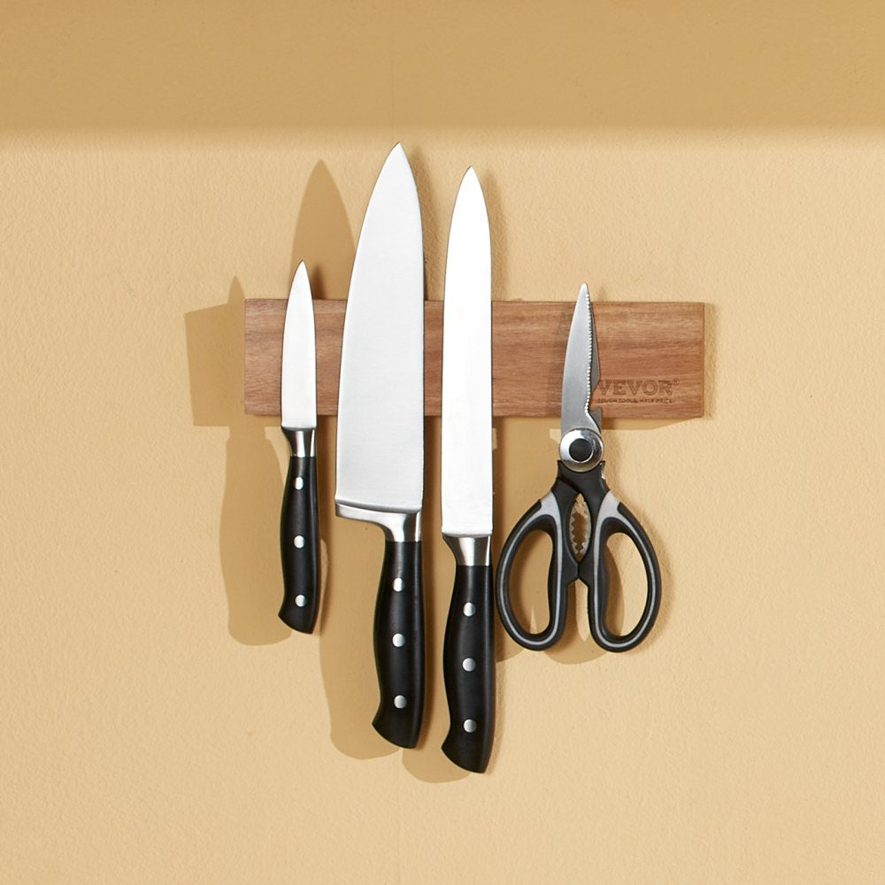 GM23001 - Acacia Wood Magnetic Knife Holder with Strong Hold and Flexible Mounting