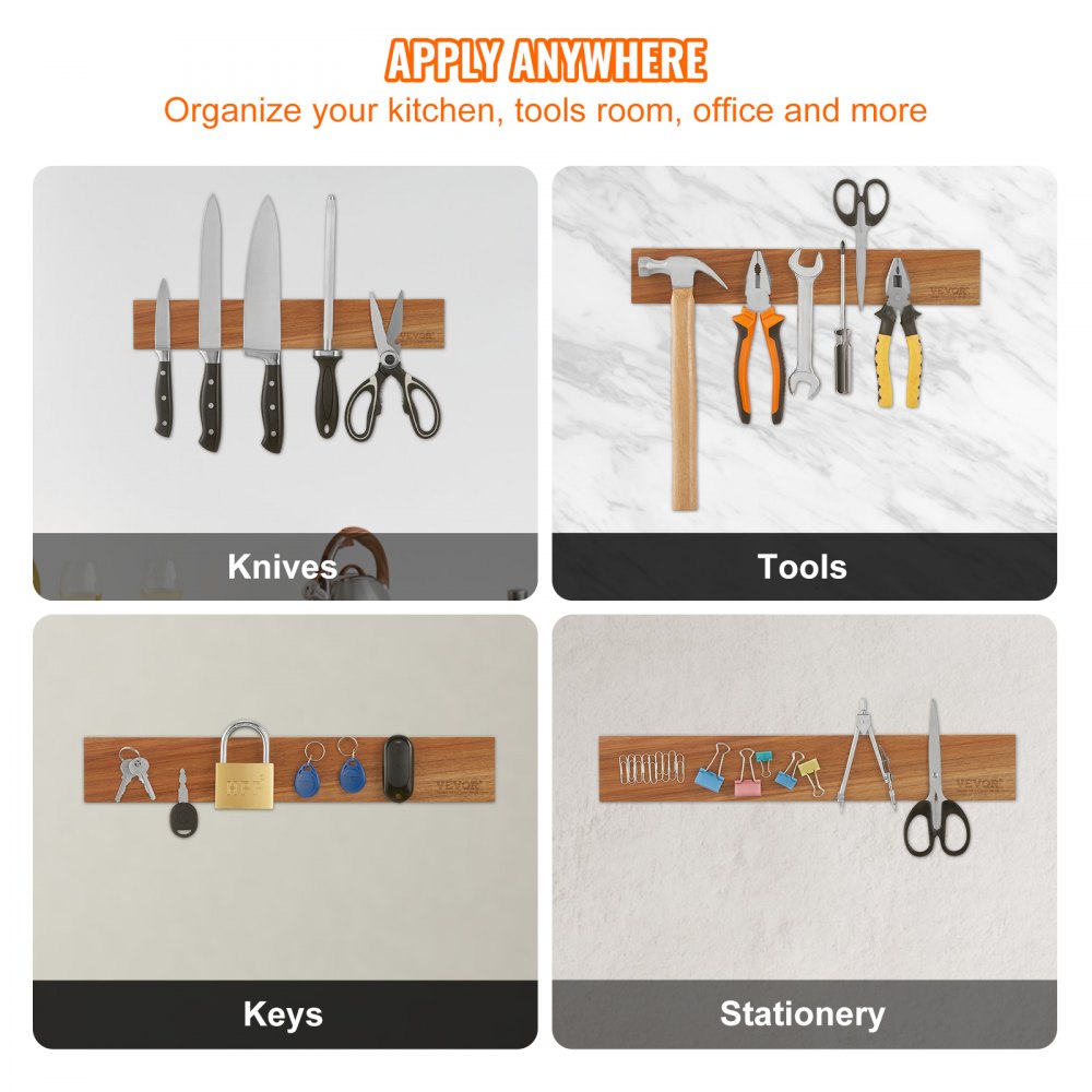 GM23002 - 2lbs Acacia Magnetic Knife Holder with Double-Row Design