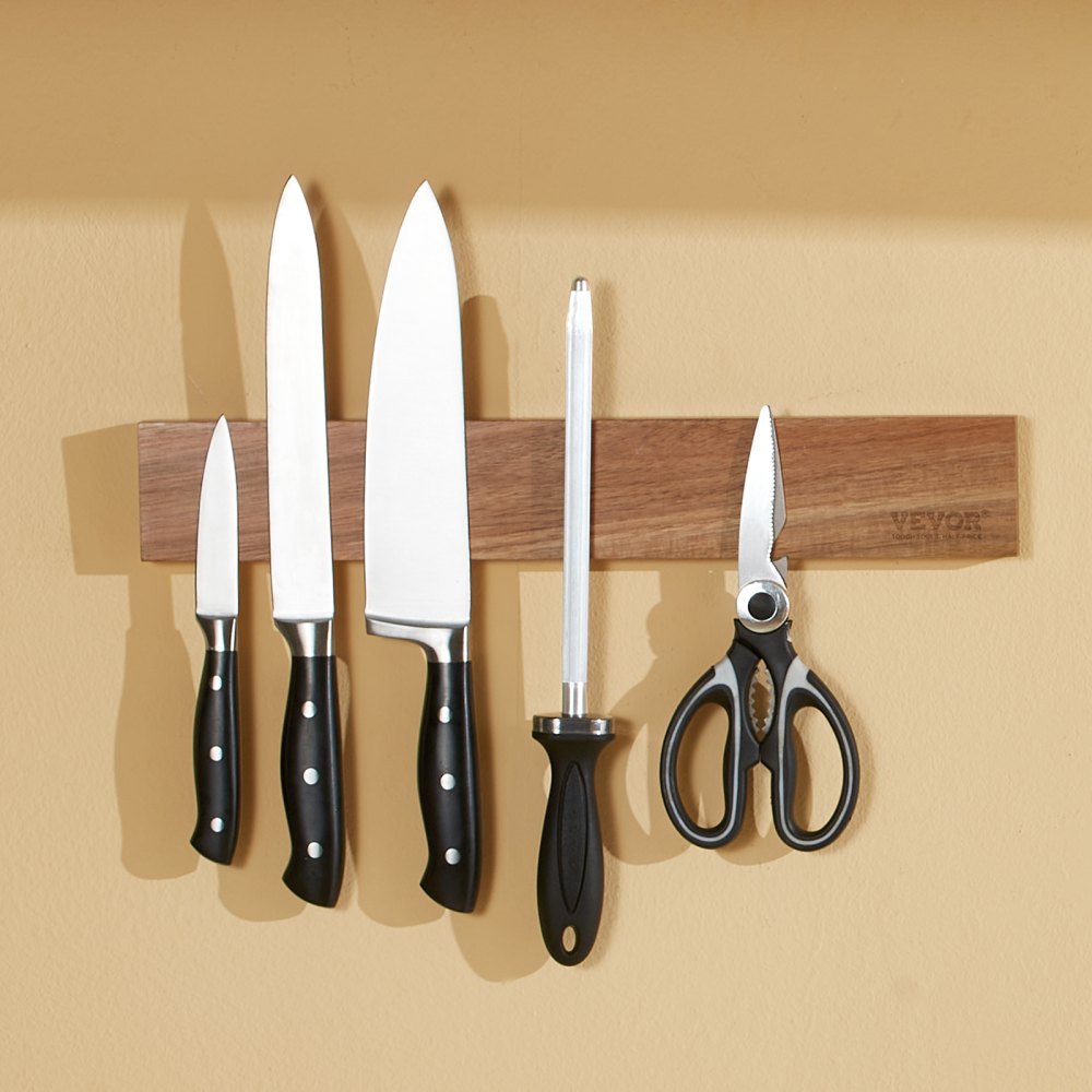 GM23002 - 2lbs Acacia Magnetic Knife Holder with Double-Row Design