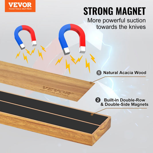 GM23003 - 24" Acacia Wood Magnetic Knife Strip for Kitchen Organization