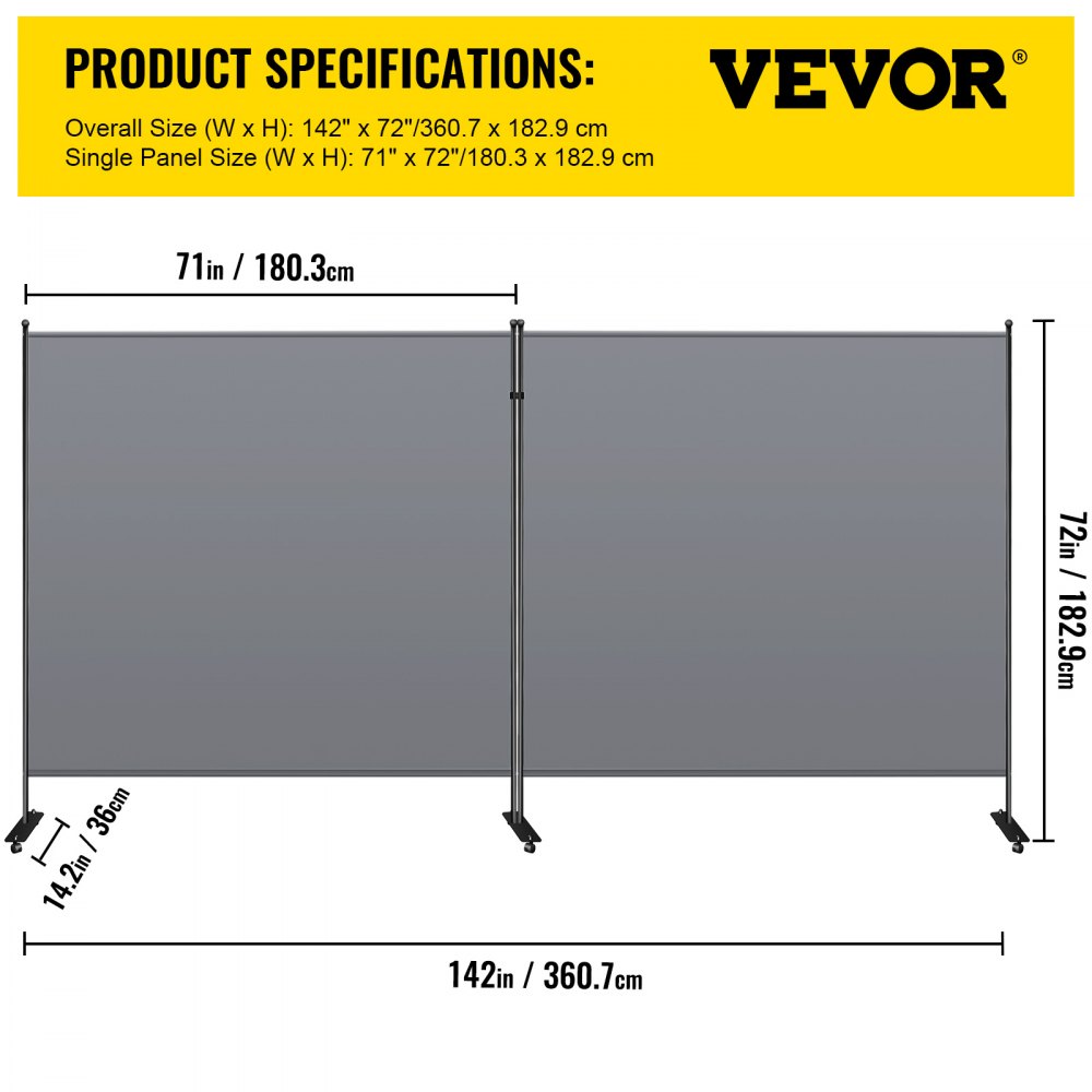 DM-ABS-F2 - 142" Water-Resistant Office Partition with Flexible Panels