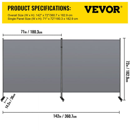 DM-ABS-F2 - 142" Water-Resistant Office Partition with Flexible Panels