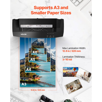 SL6319 - A3 VEVOR Laminator with Cold/Hot Modes, 12.6" Width