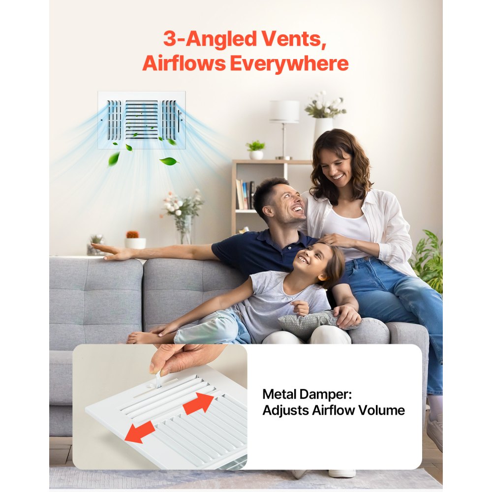 3SW1006-6PK - Stylish 6-Pack Metal Floor Vents, 6 x 10 Inch, Easy Install