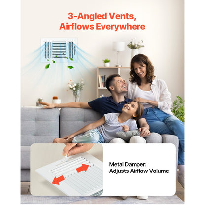 3SW1006-6PK - Stylish 6-Pack Metal Floor Vents, 6 x 10 Inch, Easy Install