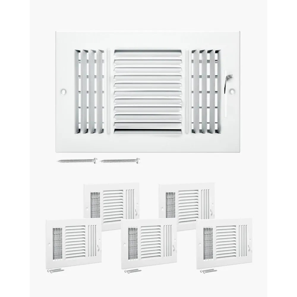 3SW1006-6PK - Stylish 6-Pack Metal Floor Vents, 6 x 10 Inch, Easy Install