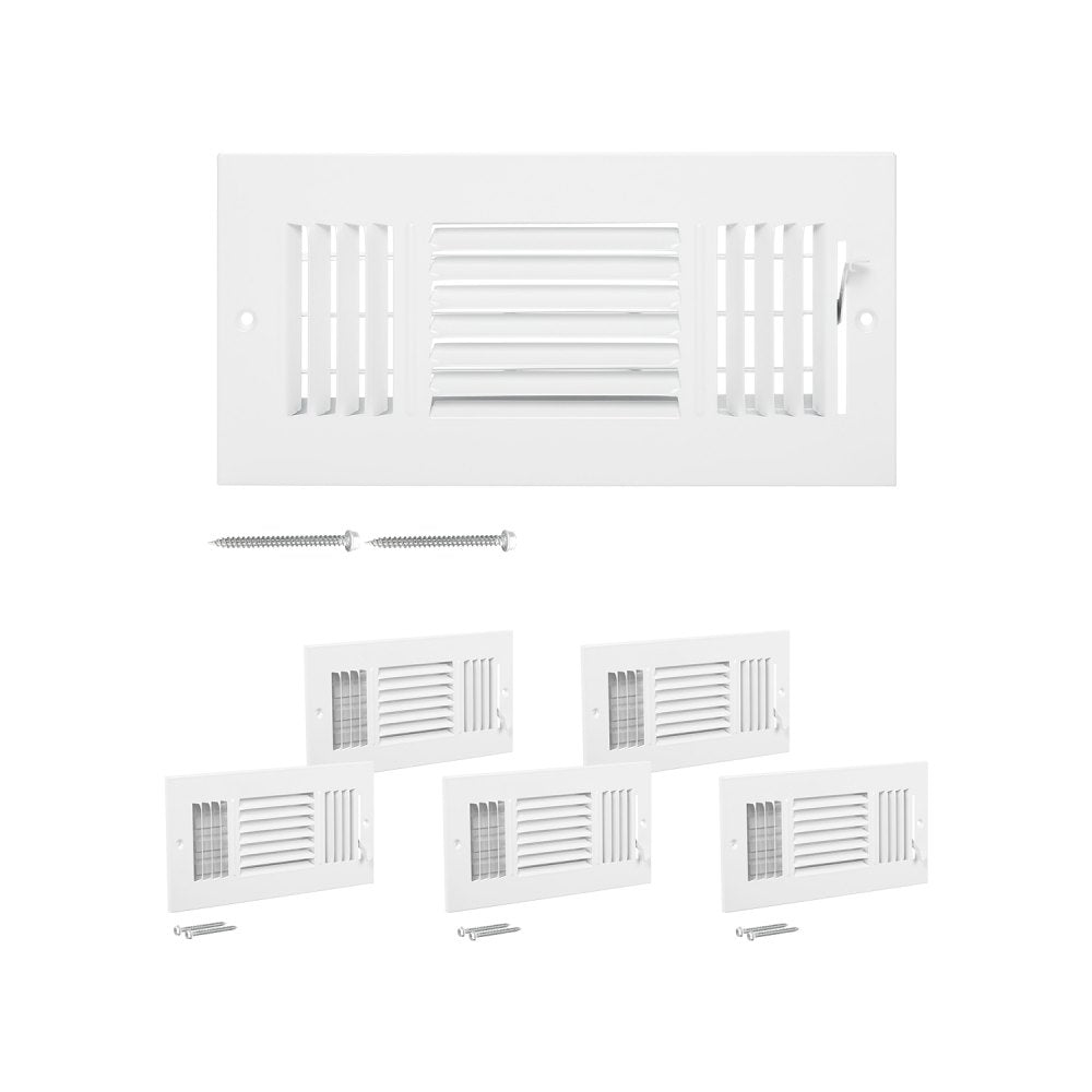 3SW1004-6PK - Modern 4x10 Inch Metal Floor Vents, 6-Pack, Rust-Resistant