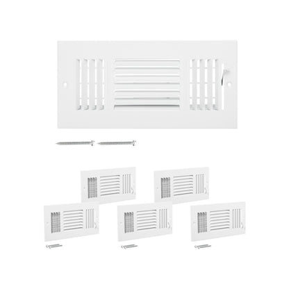 3SW1004-6PK - Modern 4x10 Inch Metal Floor Vents, 6-Pack, Rust-Resistant