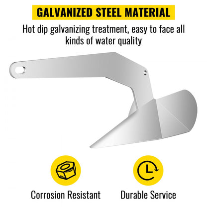221067O5 - 22 lb Galvanized Steel Boat Anchor for 20-33 ft Vessels