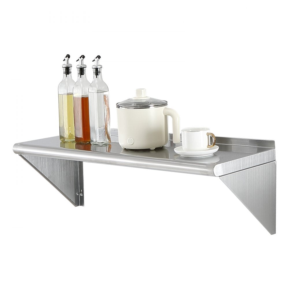 WMS1236 - 12" x 36" Durable Stainless Steel Wall Shelf with Brackets