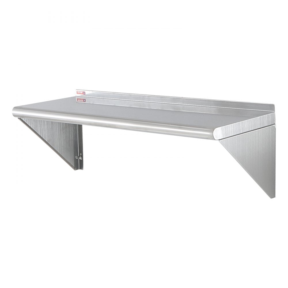WMS1236 - 12" x 36" Durable Stainless Steel Wall Shelf with Brackets