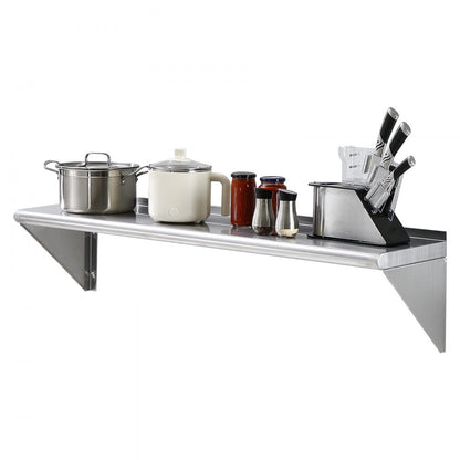 WMS1248 - Heavy-Duty 12" Stainless Steel Shelf, 280 lbs Capacity