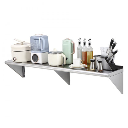 WMS1260 - 12" x 60" Heavy-Duty Stainless Steel Wall Shelf, 315 lbs Capacity