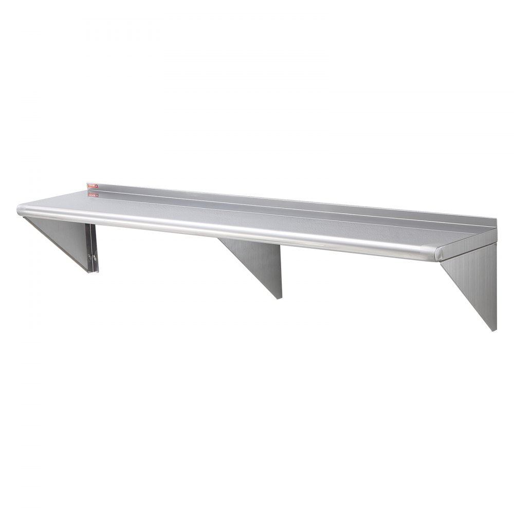 WMS1260 - 12" x 60" Heavy-Duty Stainless Steel Wall Shelf, 315 lbs Capacity
