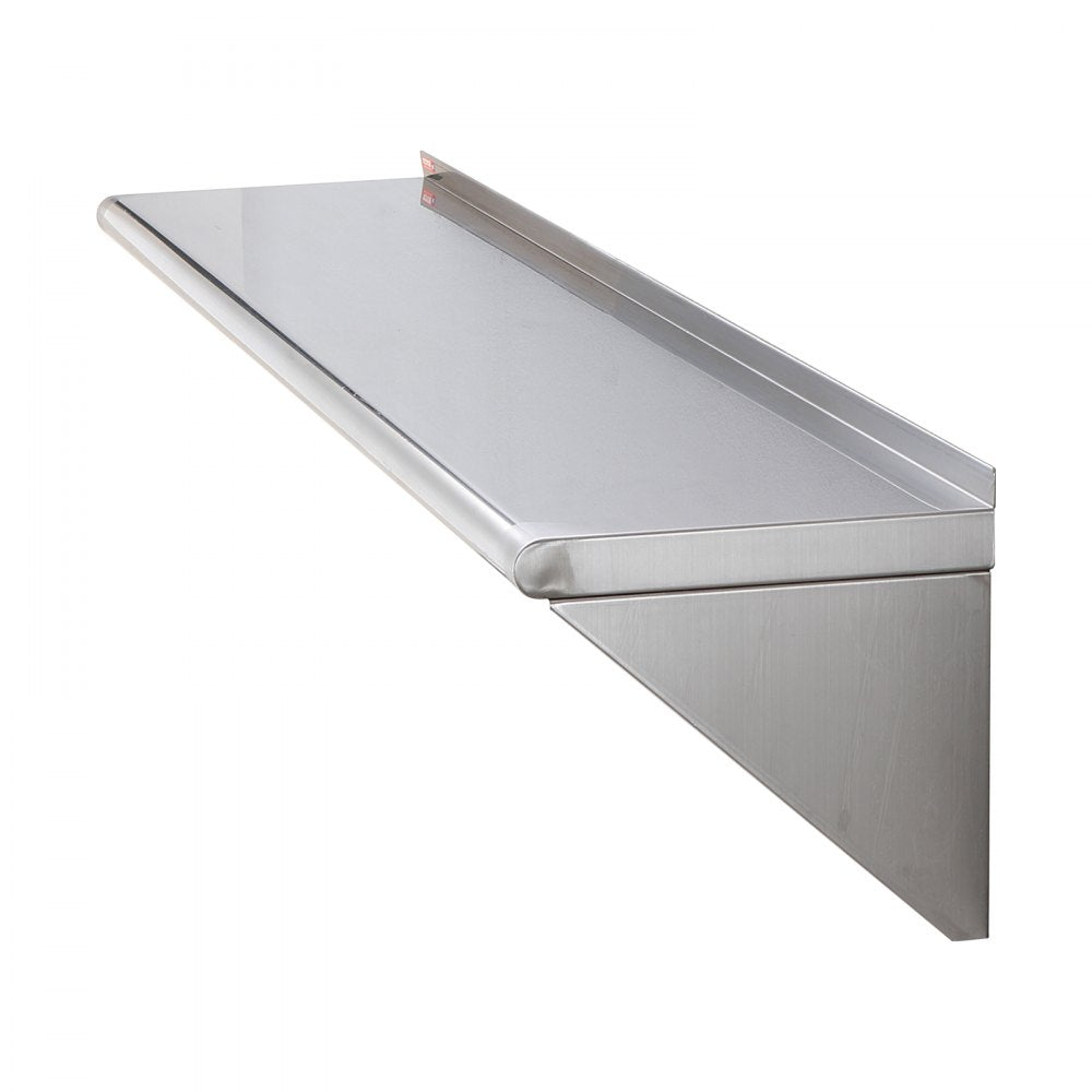 WMS1260 - 12" x 60" Heavy-Duty Stainless Steel Wall Shelf, 315 lbs Capacity