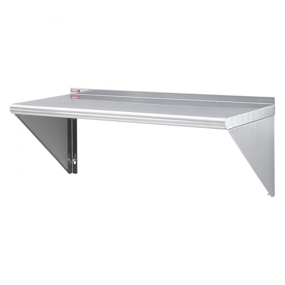 WMS1436 - 14" x 36" Heavy-Duty Stainless Steel Wall Shelf with Easy Brackets