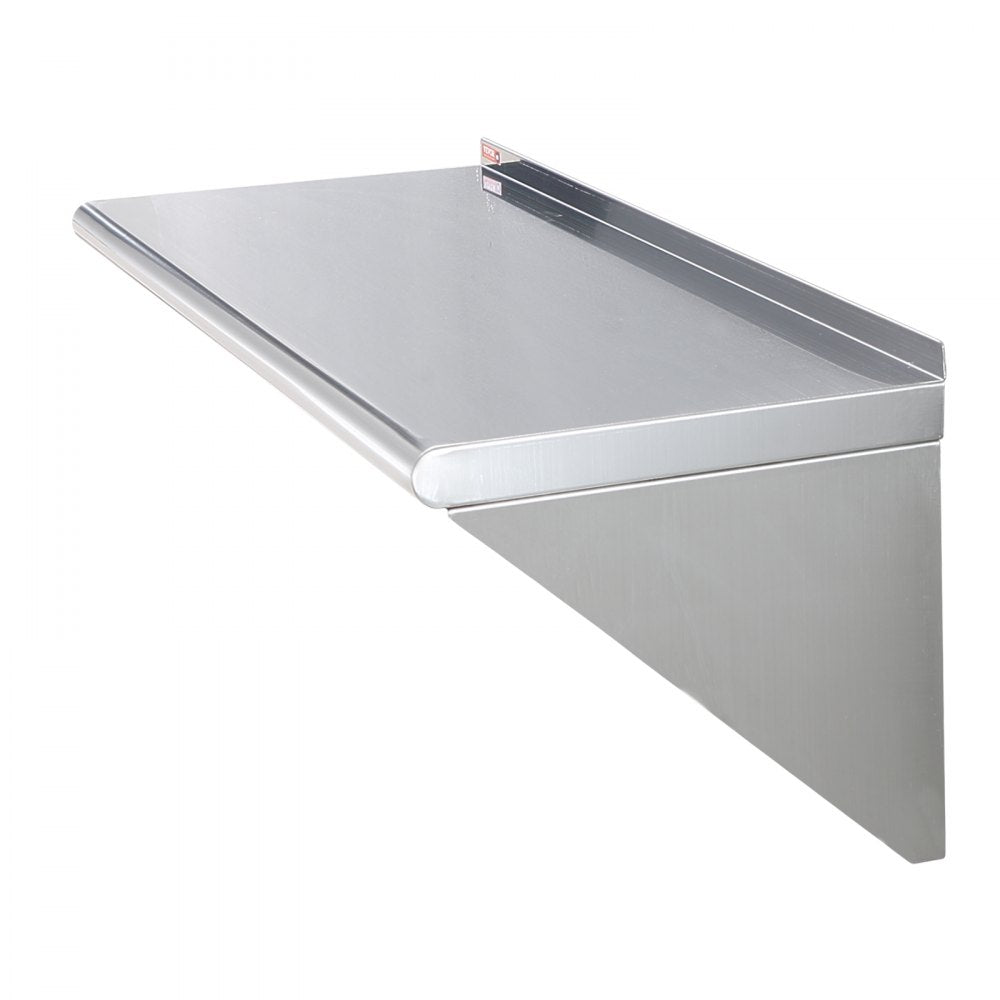 WMS1436 - 14" x 36" Heavy-Duty Stainless Steel Wall Shelf with Easy Brackets