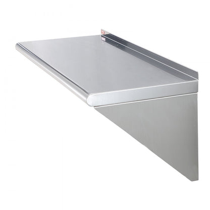 WMS1436 - 14" x 36" Heavy-Duty Stainless Steel Wall Shelf with Easy Brackets