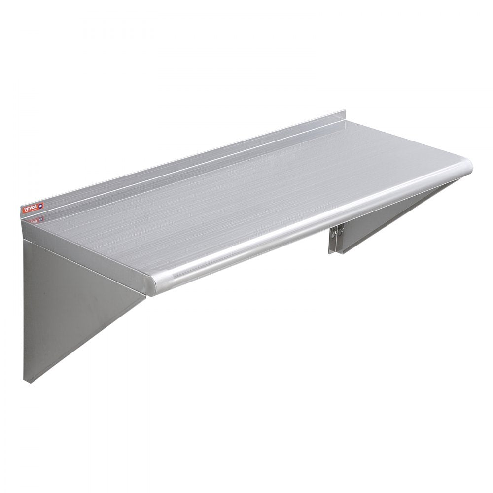WMS1436 - 14" x 36" Heavy-Duty Stainless Steel Wall Shelf with Easy Brackets