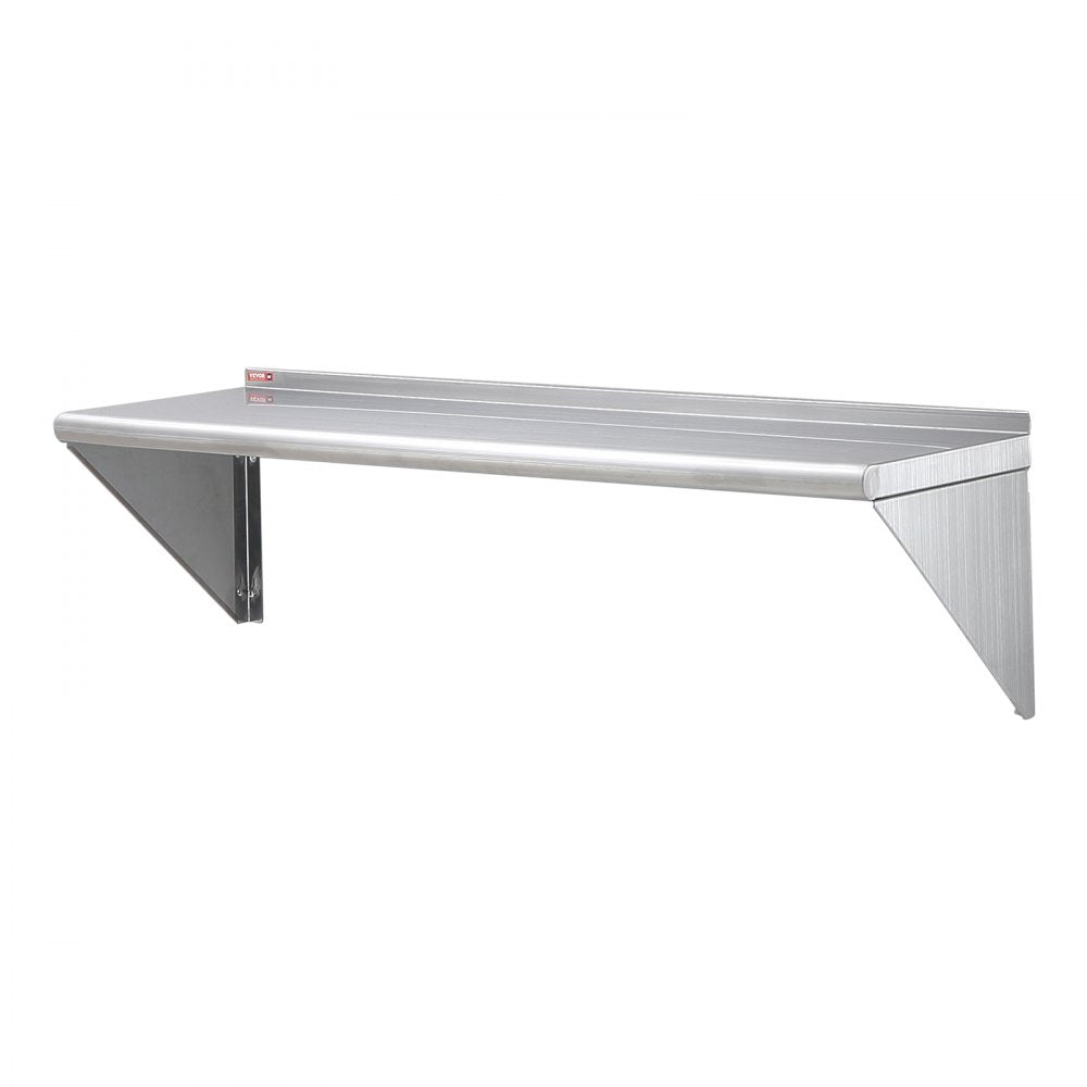 WMS1448 - 14" x 48" Durable Stainless Steel Wall Shelf, 350 lbs Capacity
