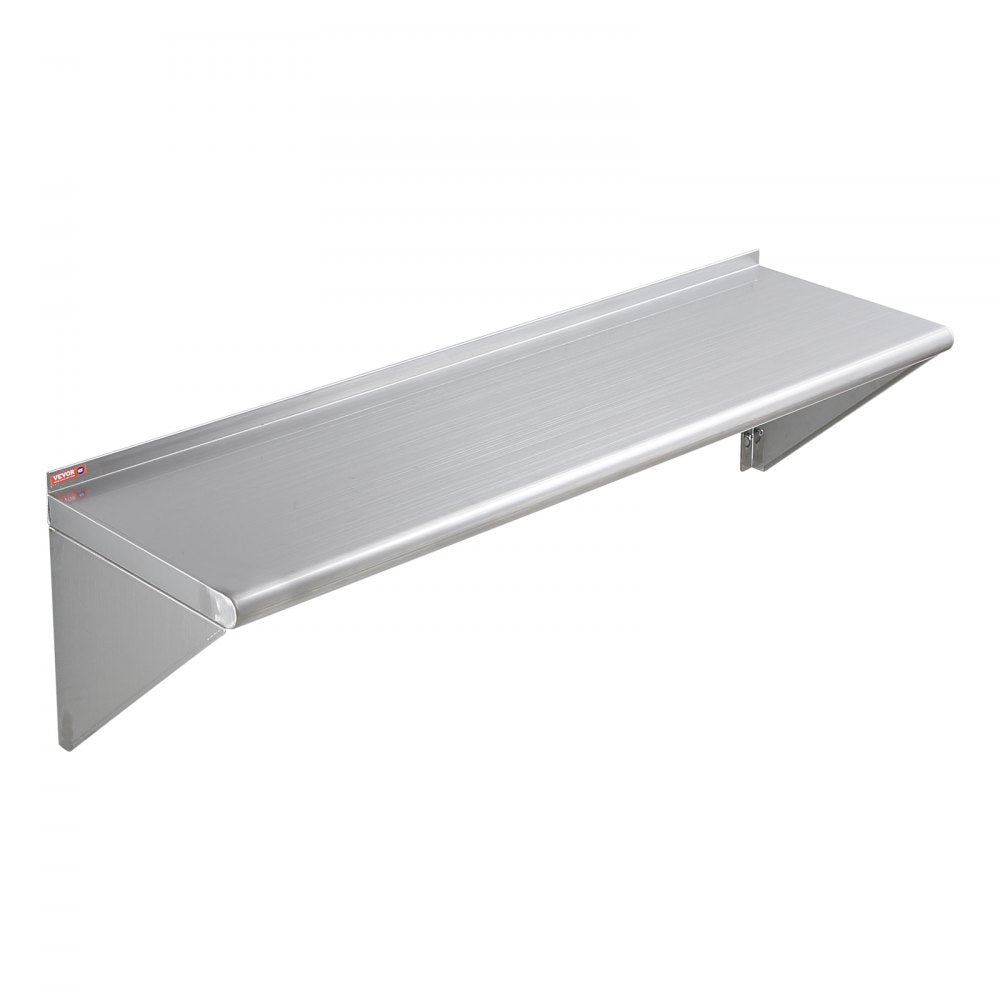 WMS1448 - 14" x 48" Durable Stainless Steel Wall Shelf, 350 lbs Capacity