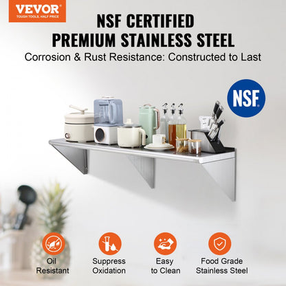 WMS1460 - 14" x 60" Heavy-Duty Stainless Steel Shelf for Storage
