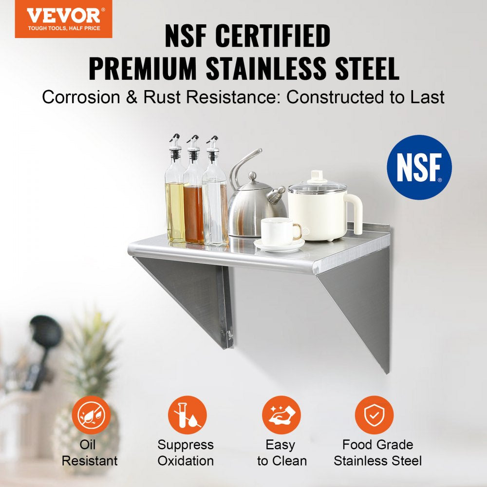 WMS1824 - 18"x24" Stainless Steel Wall Shelf, 300 lbs Capacity
