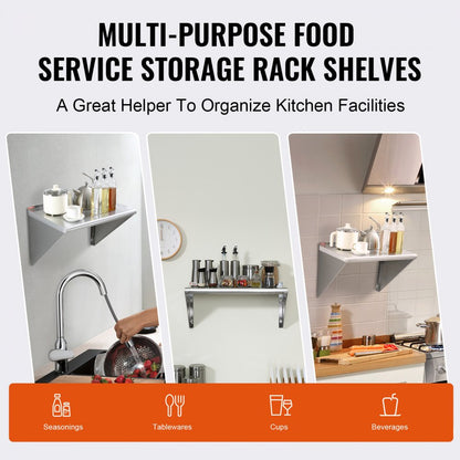 WMS1824 - 18"x24" Stainless Steel Wall Shelf, 300 lbs Capacity