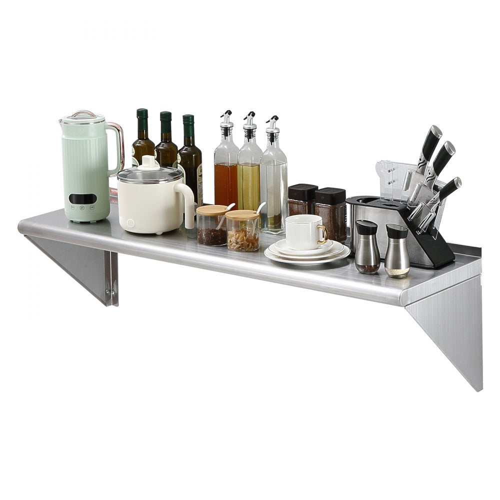 WMS1848 - 18" x 48" Wall-Mounted Stainless Steel Shelf, 400 lbs Capacity