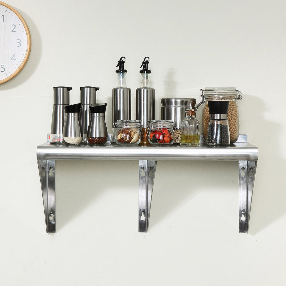 WMS1860 - 450 lb Capacity Stainless Steel Wall Shelf with Brackets