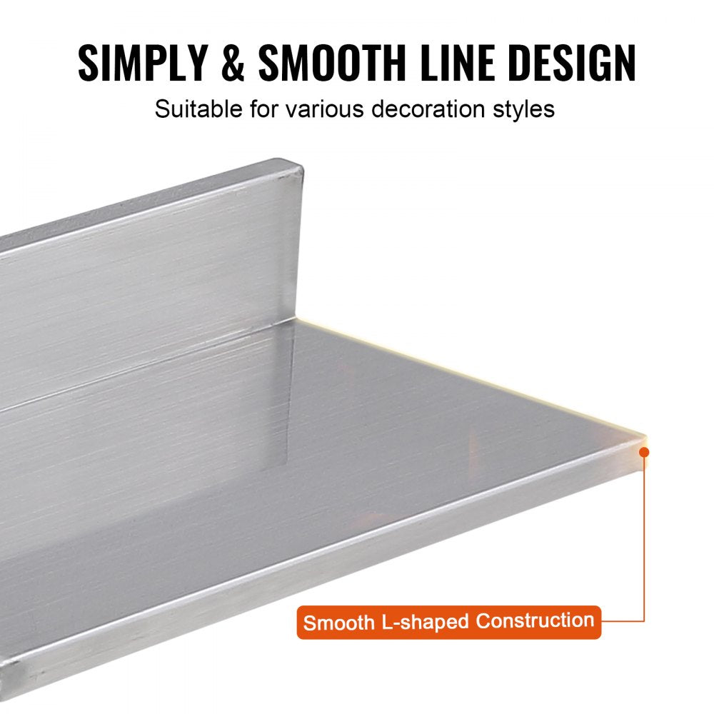 WMSL16 - Durable 8.6" x 16" Stainless Steel Wall Shelf for Kitchen & Home