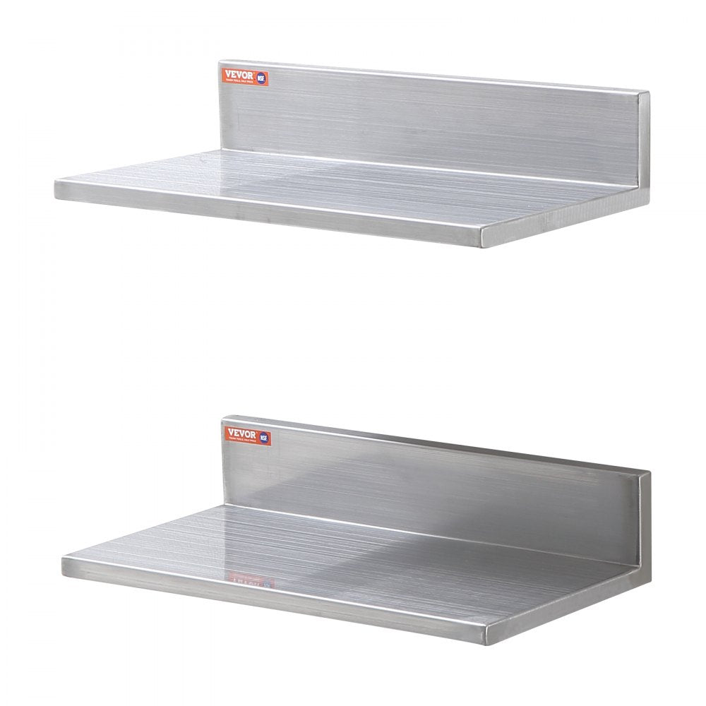 WMSL16 - Durable 8.6" x 16" Stainless Steel Wall Shelf for Kitchen & Home