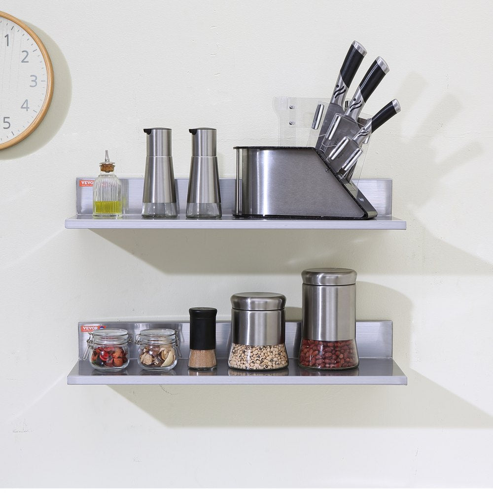 WMSL24 - 8.6" x 24" Durable Stainless Steel Floating Kitchen Shelf