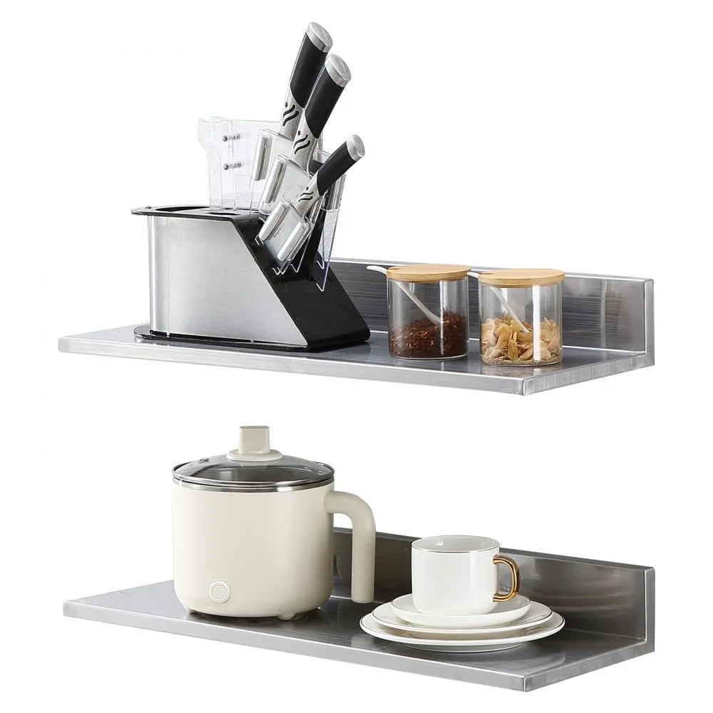 WMSL24 - 8.6" x 24" Durable Stainless Steel Floating Kitchen Shelf