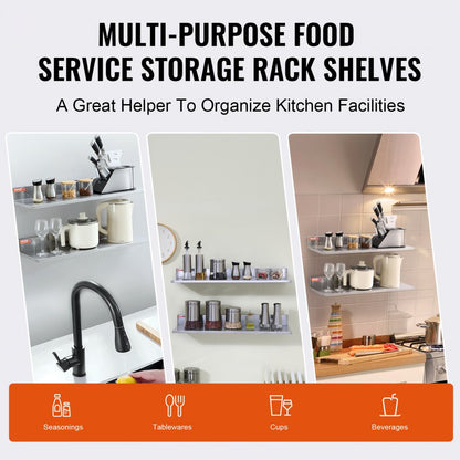 WMSL30 - 44 lbs Stainless Steel Wall Shelf with Backsplash