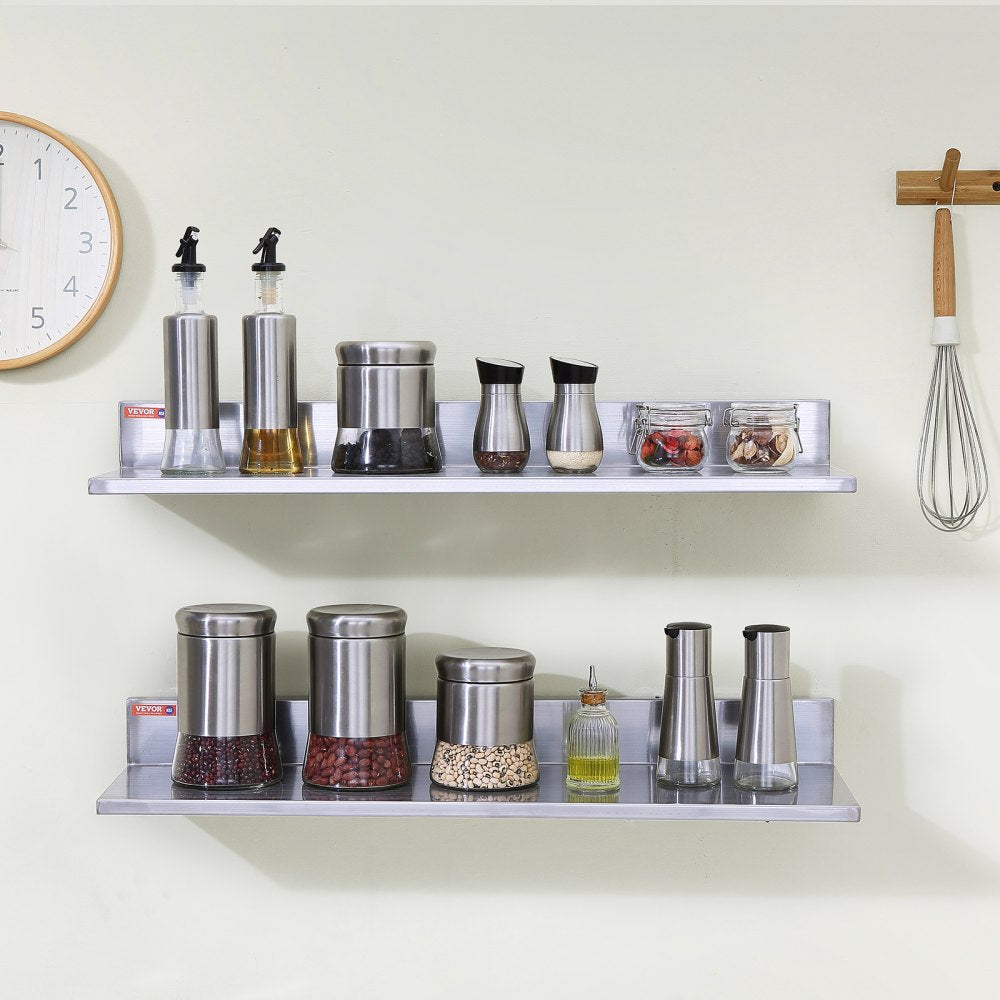 WMSL30 - 44 lbs Stainless Steel Wall Shelf with Backsplash