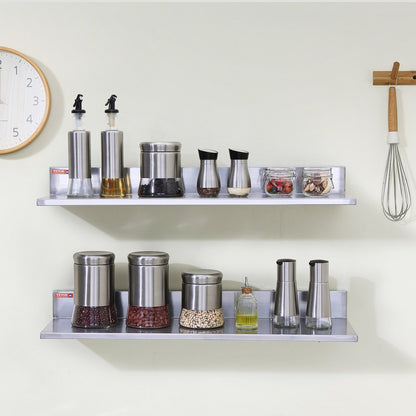 WMSL30 - 44 lbs Stainless Steel Wall Shelf with Backsplash
