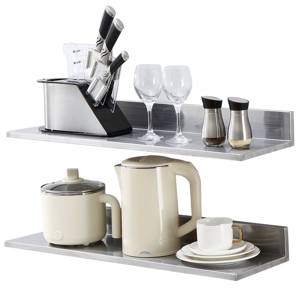WMSL30 - 44 lbs Stainless Steel Wall Shelf with Backsplash
