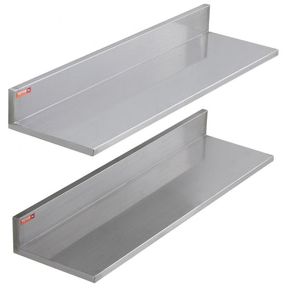 WMSL30 - 44 lbs Stainless Steel Wall Shelf with Backsplash