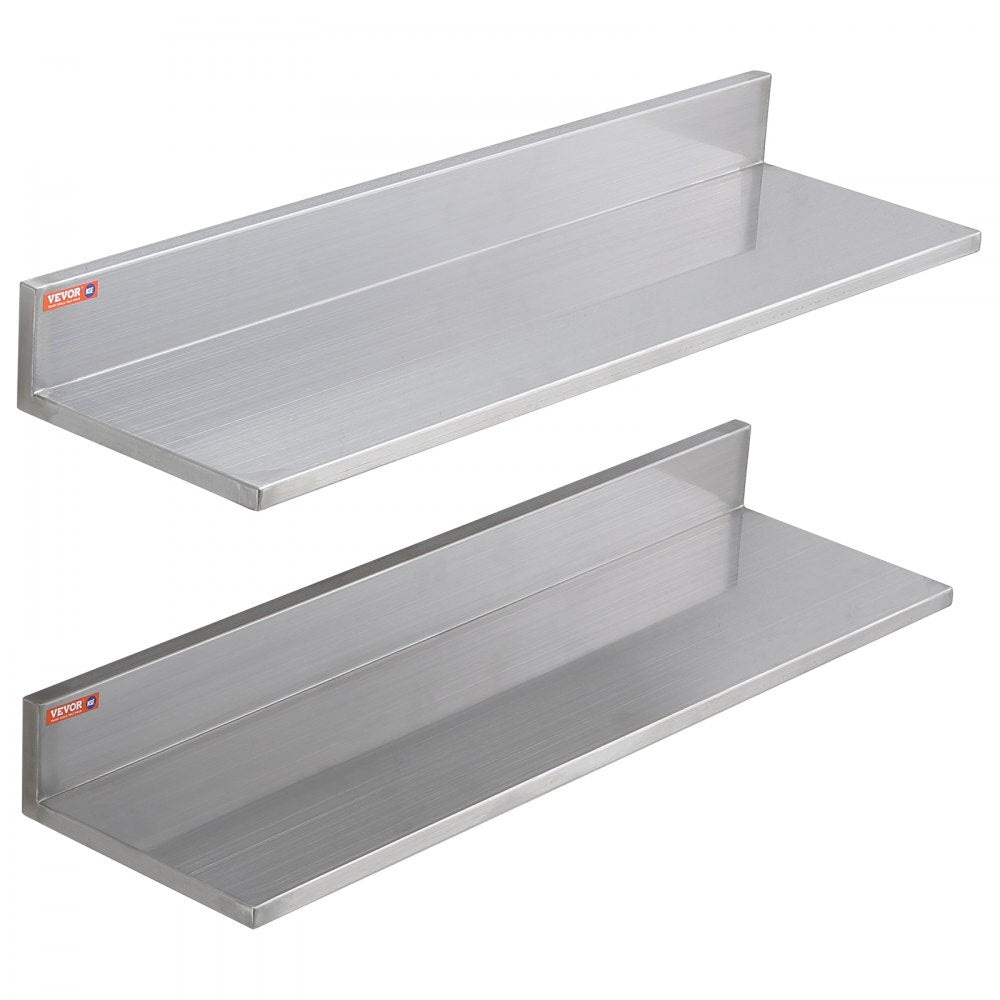 WMSL30 - 44 lbs Stainless Steel Wall Shelf with Backsplash