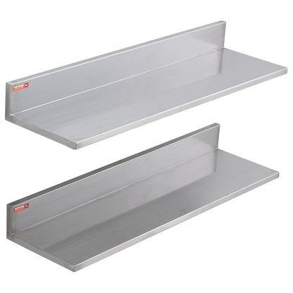 WMSL30 - 44 lbs Stainless Steel Wall Shelf with Backsplash