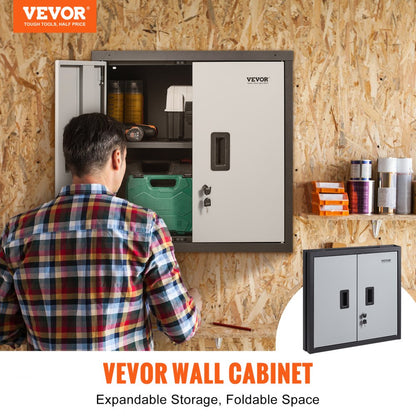 010105816892 - Compact 26” Foldable Metal Wall Cabinet for Secure Storage