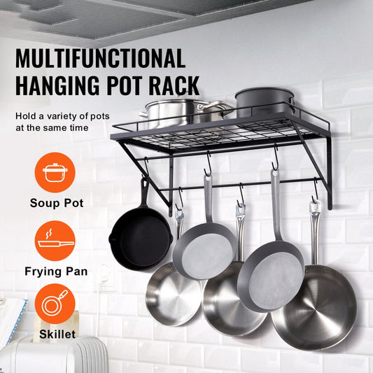 BB-BGGJ01 - 24-inch Wall-Mounted Carbon Steel Pot Rack for Kitchen Organization