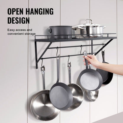 BB-BGGJ01 - 24-inch Wall-Mounted Carbon Steel Pot Rack for Kitchen Organization