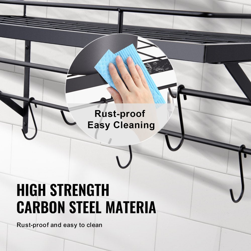 BB-BGGJ01 - 24-inch Wall-Mounted Carbon Steel Pot Rack for Kitchen Organization