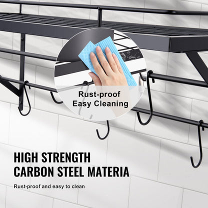 BB-BGGJ01 - 24-inch Wall-Mounted Carbon Steel Pot Rack for Kitchen Organization