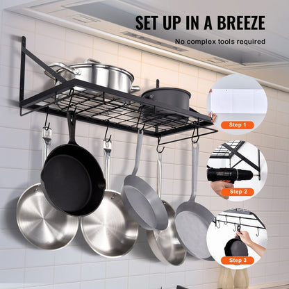 BB-BGGJ01 - 24-inch Wall-Mounted Carbon Steel Pot Rack for Kitchen Organization
