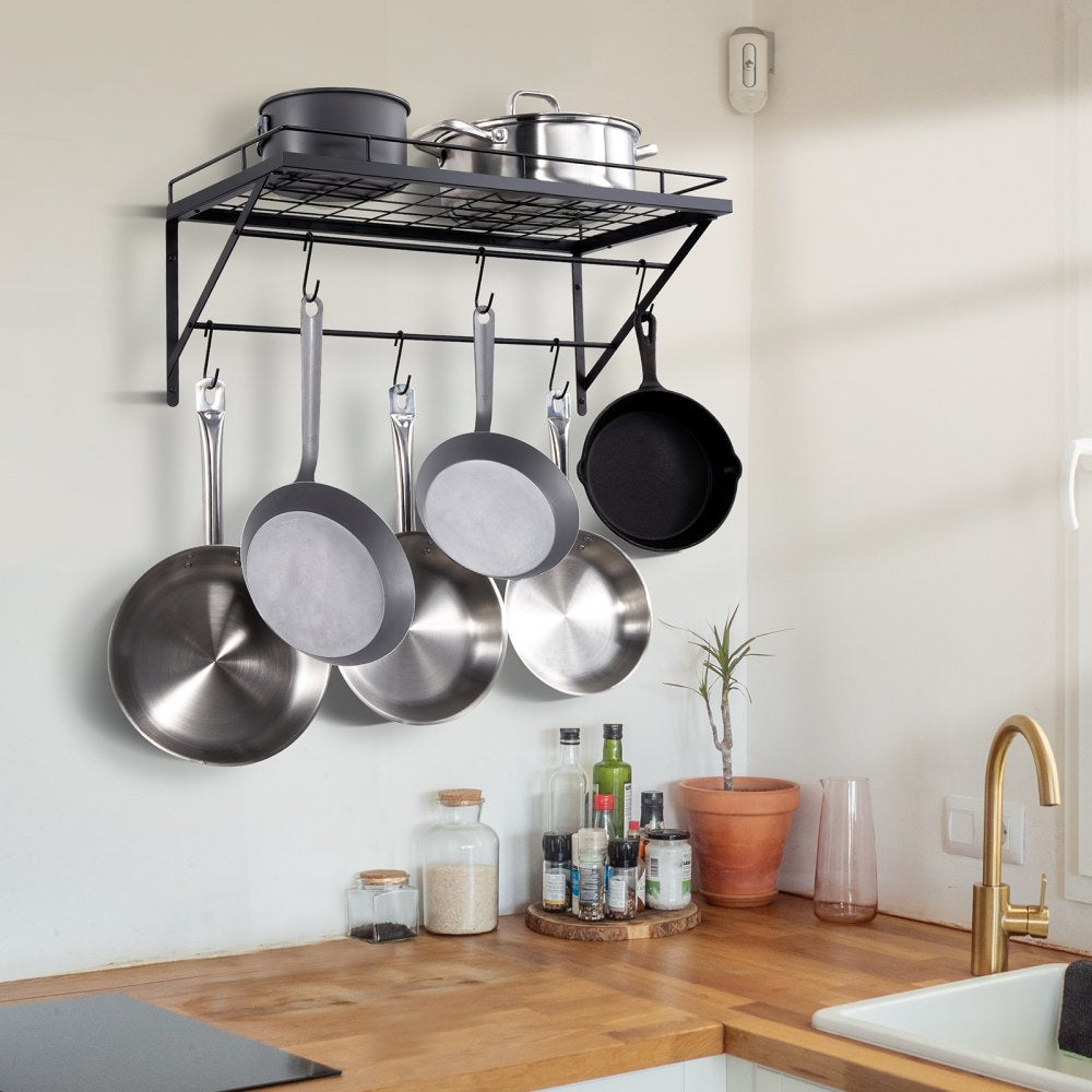BB-BGGJ01 - 24-inch Wall-Mounted Carbon Steel Pot Rack for Kitchen Organization