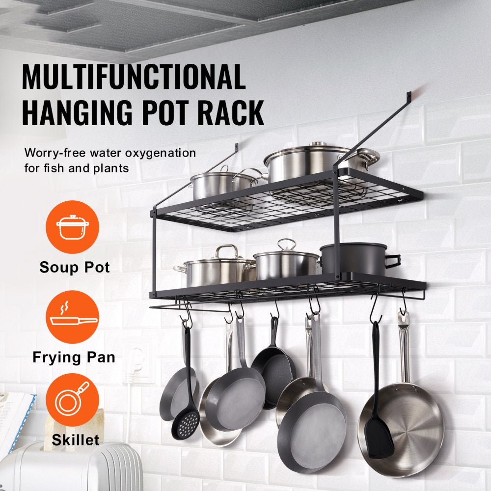 BB-BGGJ02 - Wall-Mounted 30” Carbon Steel Pot Rack, 55 lbs Capacity
